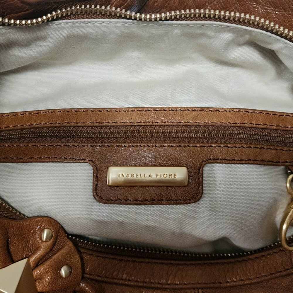 Isabella Fiore Brown Shoulder Bag with Gold Accents - Picture 7 of 9
